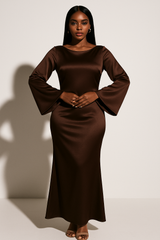 Women's Long Sleeve Evening Gown | Floor-Length Maxi Fit 7