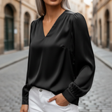 Yvonne – Women Satin blouse with V-neck 1