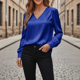 Yvonne – Women Satin blouse with V-neck 2