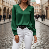 Yvonne – Women Satin blouse with V-neck 6