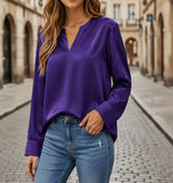 Yvonne – Women Satin blouse with V-neck 9