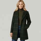 Women's Plaid Trench Coat | Tailored Fit & Warm 1