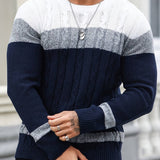 Men's Knit Sweater | Color Block & Relaxed Fit