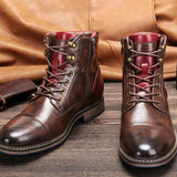 Alonzo | Men's Classic Zip Lace-Up Cap-Toe Leather Ankle Boots