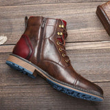 Alonzo | Men's Classic Zip Lace-Up Cap-Toe Leather Ankle Boots