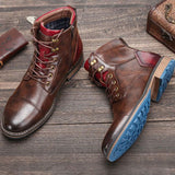 Alonzo | Men's Classic Zip Lace-Up Cap-Toe Leather Ankle Boots