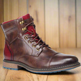 Alonzo | Men's Classic Zip Lace-Up Cap-Toe Leather Ankle Boots