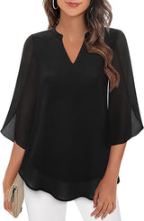 Women's V-Neck Blouse | Flowy Petal Sleeve Design
