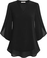 Women's V-Neck Blouse | Flowy Petal Sleeve Design