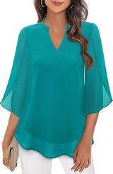 Women's V-Neck Blouse | Flowy Petal Sleeve Design