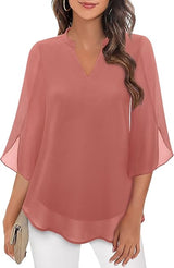 Women's V-Neck Blouse | Flowy Petal Sleeve Design