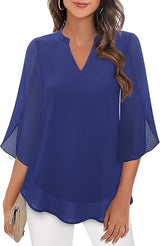 Women's V-Neck Blouse | Flowy Petal Sleeve Design