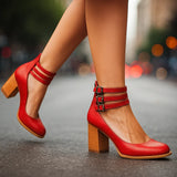 Women's Buckle Strap Block Heels | All-Day Comfort