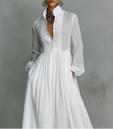 Women's Maxi Dress | High Collar & Long Sleeves