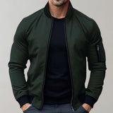 Callum | Men's Slim Fit Zip-Up Bomber Jacket Ribbed Collar Sleeve Pocket