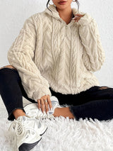 Women's Fluffy Zip Sweater | Hooded & Cozy Warm