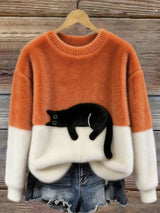 Women's Cat Print Sweater | Oversized & Cosy Fit 3