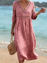 Women's V-Neck Dress | Flattering Fit with Pockets