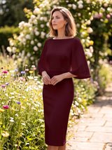 Women's Midi Dress | Flutter Sleeve Boat Neck