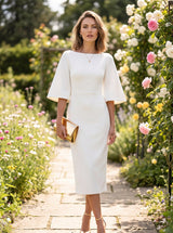 Women's Midi Dress | Flutter Sleeve Boat Neck