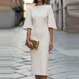 Women's Midi Dress | Flutter Sleeve Boat Neck