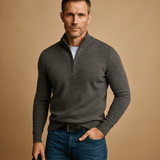 Men's Half Zip Jumper | Ribbed Funnel Neck