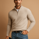 Men's Half Zip Jumper | Ribbed Funnel Neck