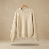 Women's Balloon-Sleeve Knit Sweater | Textured & Relaxed Fit
