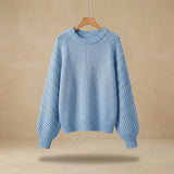 Women's Balloon-Sleeve Knit Sweater | Textured & Relaxed Fit