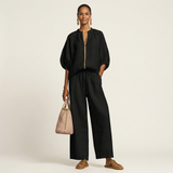 Women's Puff Sleeve Trouser Set | Zip Front Design 9