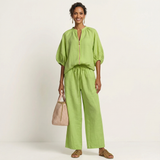 Women's Puff Sleeve Trouser Set | Zip Front Design 3