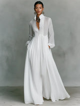 Women's Maxi Dress | High Collar & Long Sleeves