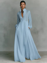 Women's Maxi Dress | High Collar & Long Sleeves