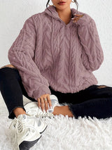 Women's Fluffy Zip Sweater | Hooded & Cozy Warm