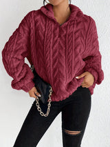 Women's Fluffy Zip Sweater | Hooded & Cozy Warm