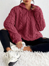 Women's Fluffy Zip Sweater | Hooded & Cozy Warm