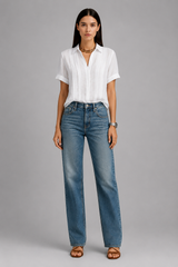 Women Blouse | V-Neck Pleated & Relaxed Fit
