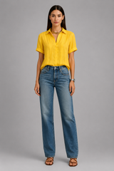 Women Blouse | V-Neck Pleated & Relaxed Fit