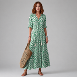 Women's Midi Dress | Boho V-Neck Tiered Design