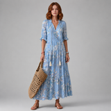 Women's Midi Dress | Boho V-Neck Tiered Design
