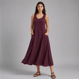 Women's Midi Dress | Sleeveless A-Line Design