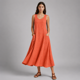 Women's Midi Dress | Sleeveless A-Line Design