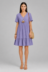 Women Mini Dress | Relaxed Fit & Tiered Elegance