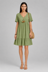 Women Mini Dress | Relaxed Fit & Tiered Elegance