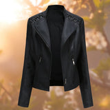Women's Moto Biker Jacket | Zip-Up & Stand Collar 1