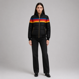Women's Puffer Jacket | Retro Stripe & Hooded