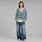Women's Sweater | Floral Embroidered & Button-Front