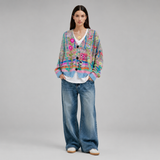 Women's Sweater | Floral Embroidered & Button-Front