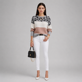 Women's Sweater | Leopard Print & Colour Block