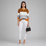 Women's Sweater | Leopard Print & Colour Block
